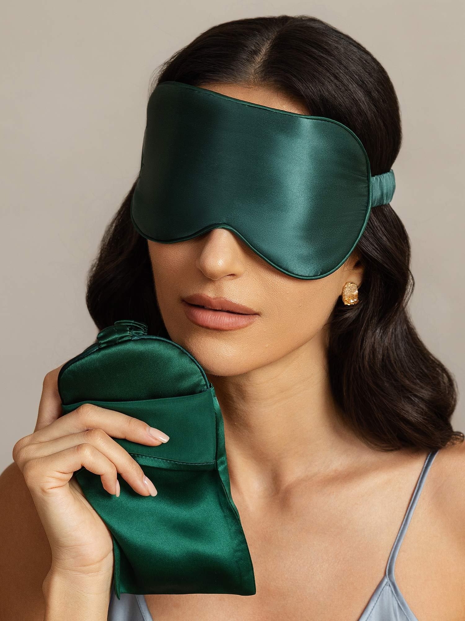 [VerdeOscuro] SilkSilky-ES Seda Pura Eye Mask 003