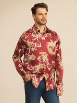 [Dragón Vino] SilkSilky-ES Long Sleeve Lapel Collar Camisa de hombre 001