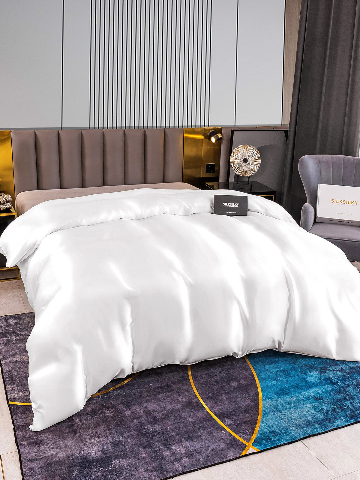 [Blanco] SilkSilky-ES 22Momme Seda Pura Duvet Cover 003