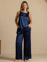 [Azul Oscuro] SilkSilky-ES Sleeveless Scoop Neck Top de tirantes 008