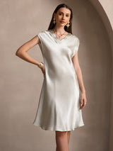 [Verde Claro] SilkSilky-ES Cap Sleeve V Neck Camisón 003