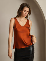 [Caramelo] SilkSilky-ES Sleeveless V Neck Top de tirantes 006