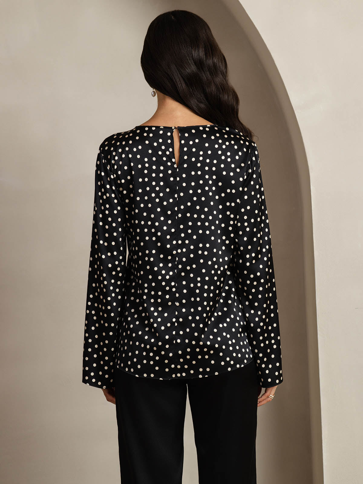 [Lunares] SilkSilky-ES 19Momme Seda Womens T-Shirt 002