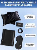 [Negro] SilkSilky-ES 19Momme Seda Pura Pillowcase Set 002