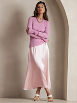 [Rosa] SilkSilky-ES 19Momme Falda 001
