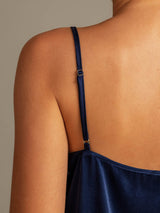 [Azul Oscuro] SilkSilky-ES 19Momme Seda Sin mangas Camisole Set 004