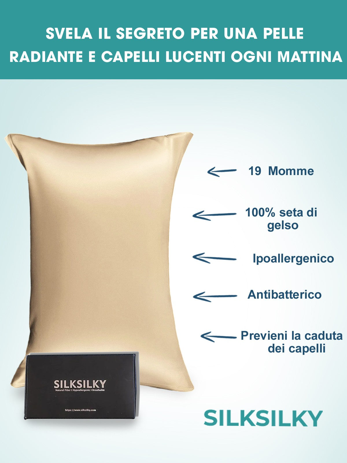 [Beige] SilkSilky-ES 19Momme Seda Pura Pillowcase 003