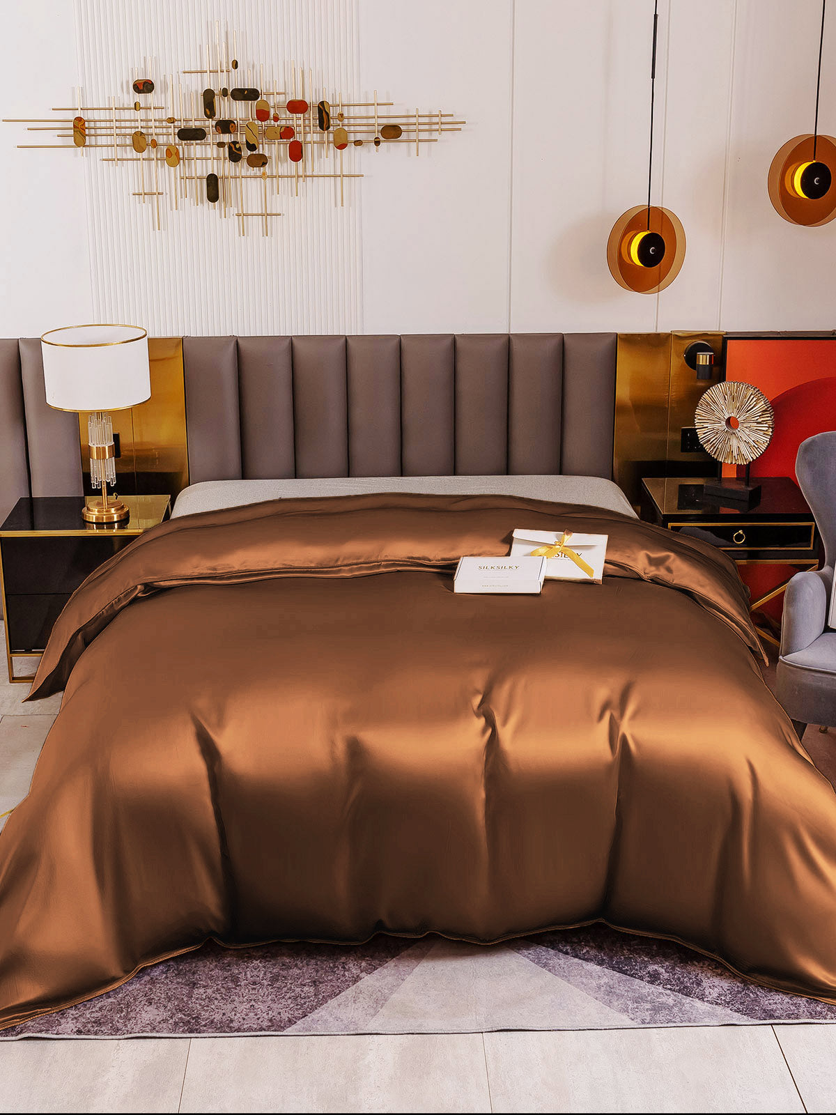 [Café] SilkSilky-ES 19Momme Seda Pura Duvet Cover 002