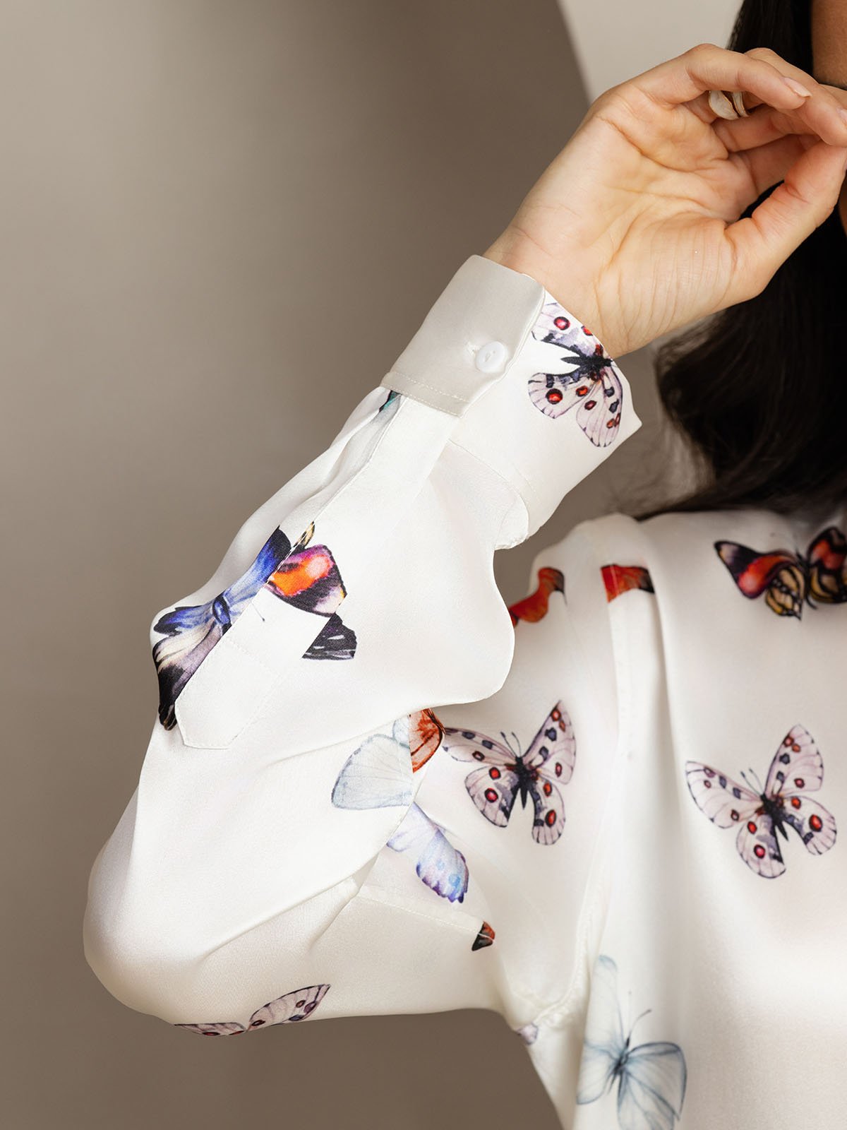 [Mariposa Blanca] SilkSilky-ES 19Momme Seda Cuello Camisero Women''s Outfit Sets 006