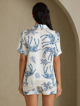 [Jirafa Blanca] SilkSilky-ES Short Sleeve Notch Collar Pijamas de mujer 002