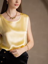 [Amarillo Claro] SilkSilky-ES Sleeveless Round Neck Top de tirantes 003
