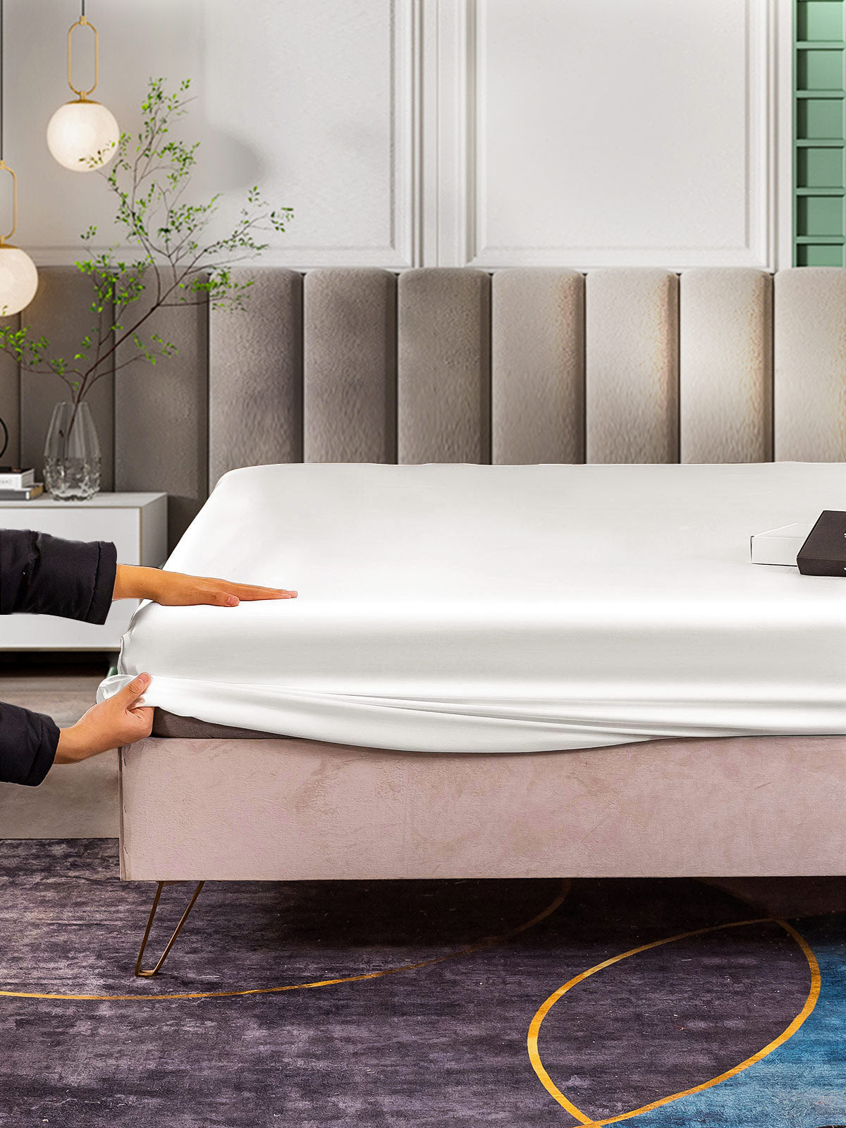 [Blanco] SilkSilky-ES 25Momme Seda Pura Sheet 005