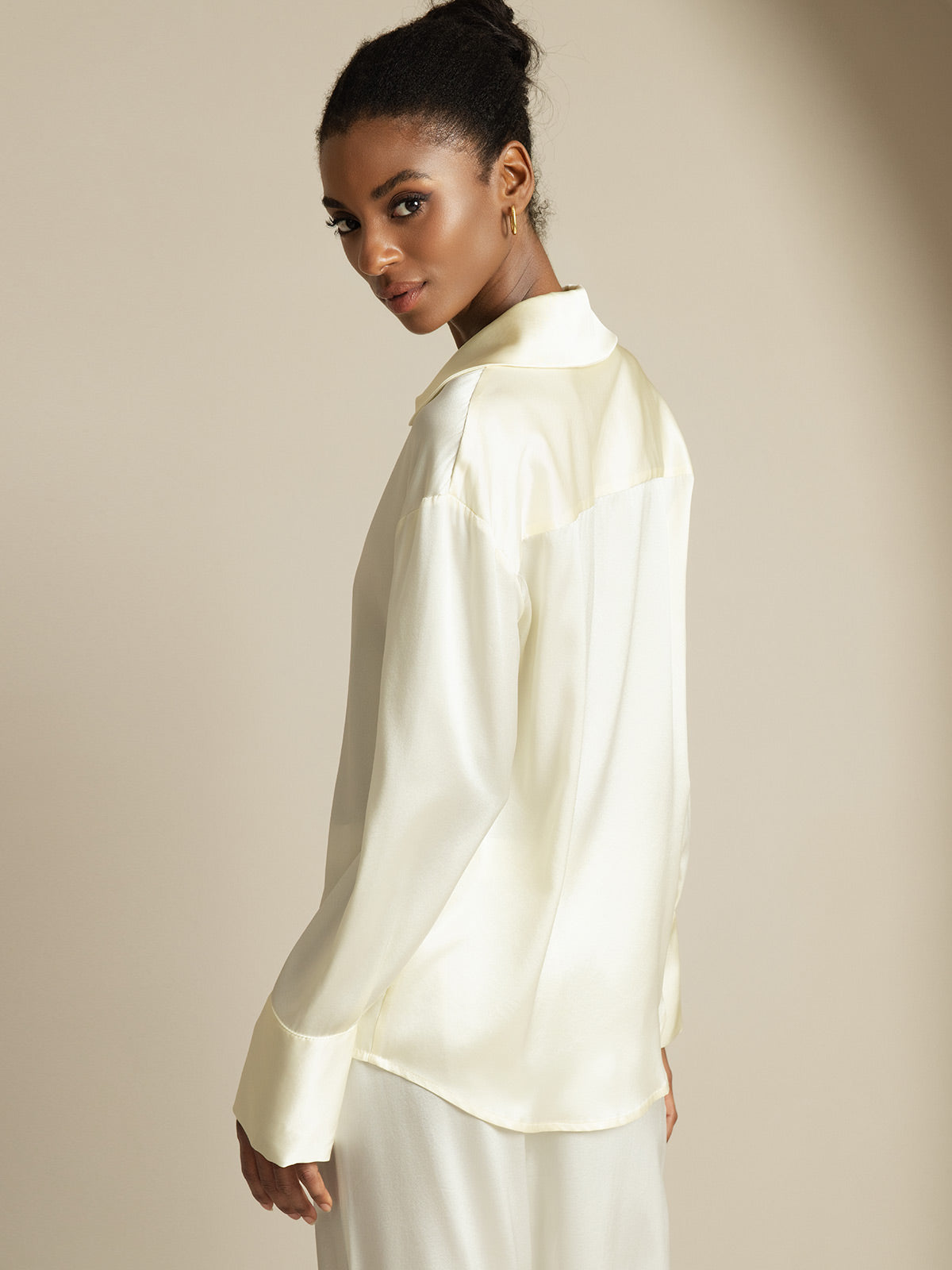 [Marfil] SilkSilky-ES 19Momme Seda Womens Shirt 002