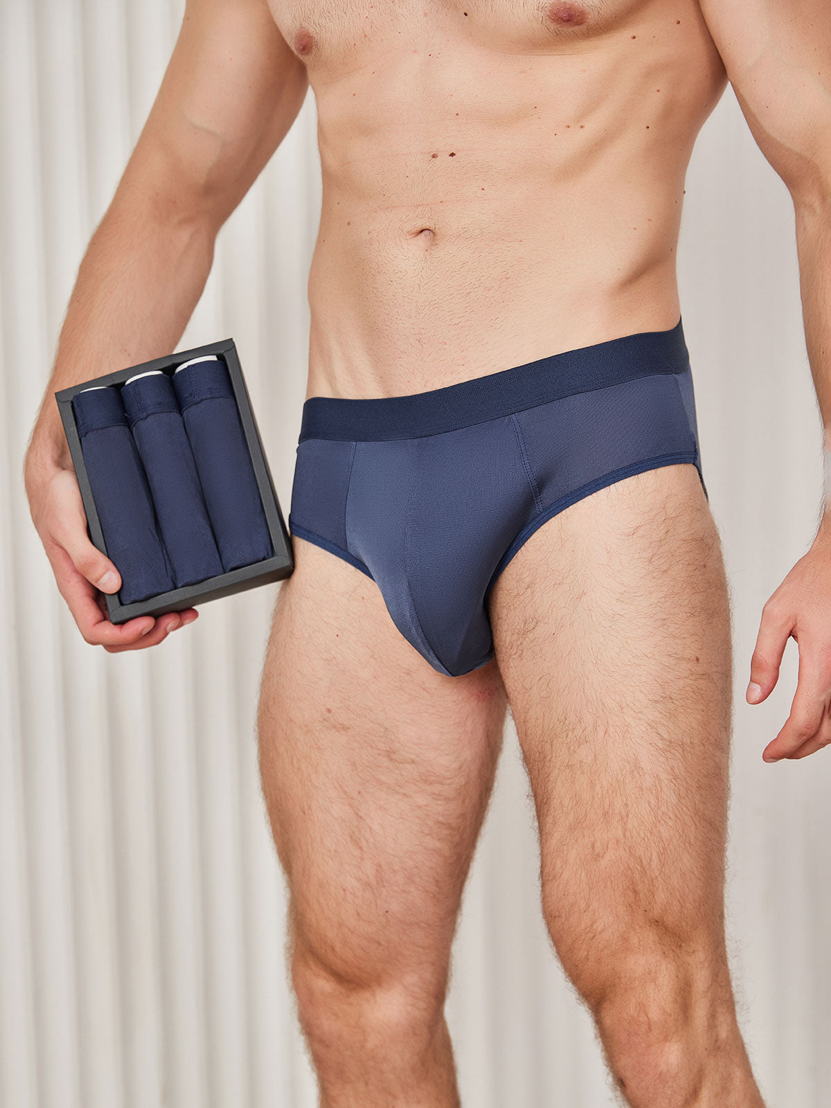 [Azul Oscuro] SilkSilky-ES Seda Pura Mens Underwear 002