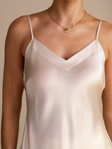 [Beige] SilkSilky-ES Spaghetti Strap V Neck Top de tirantes 004