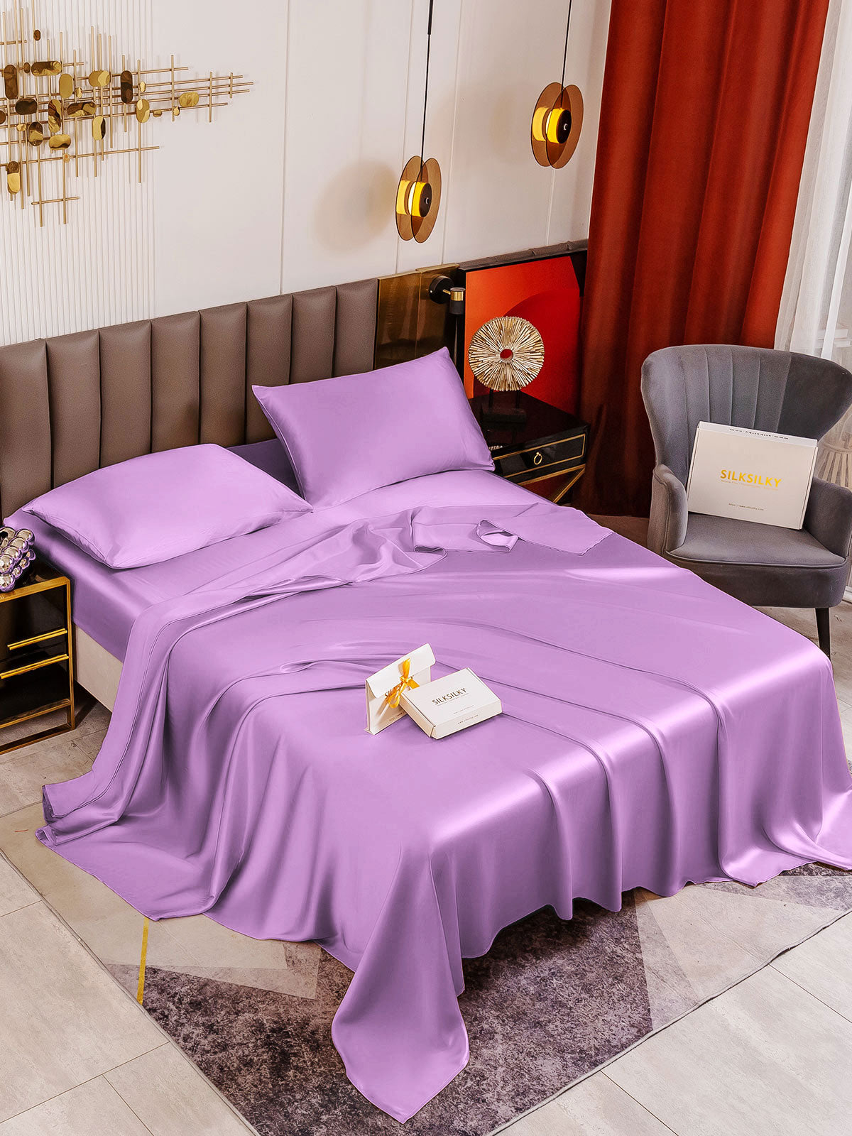 [Lavanda] SilkSilky-ES 19Momme Seda Pura Bedding Set 001