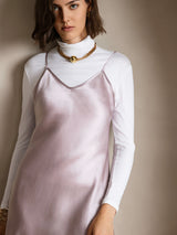 [Lavanda] SilkSilky-ES Spalline Sottili Cuello en V Vestido 003