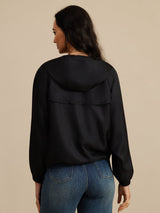 [Negro] SilkSilky-ES Manga larga Cuello Alto Chaqueta de mujer 002