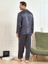 [Cadena Azul Marino] SilkSilky-ES 19Momme Manga larga Pijamas de hombre 003