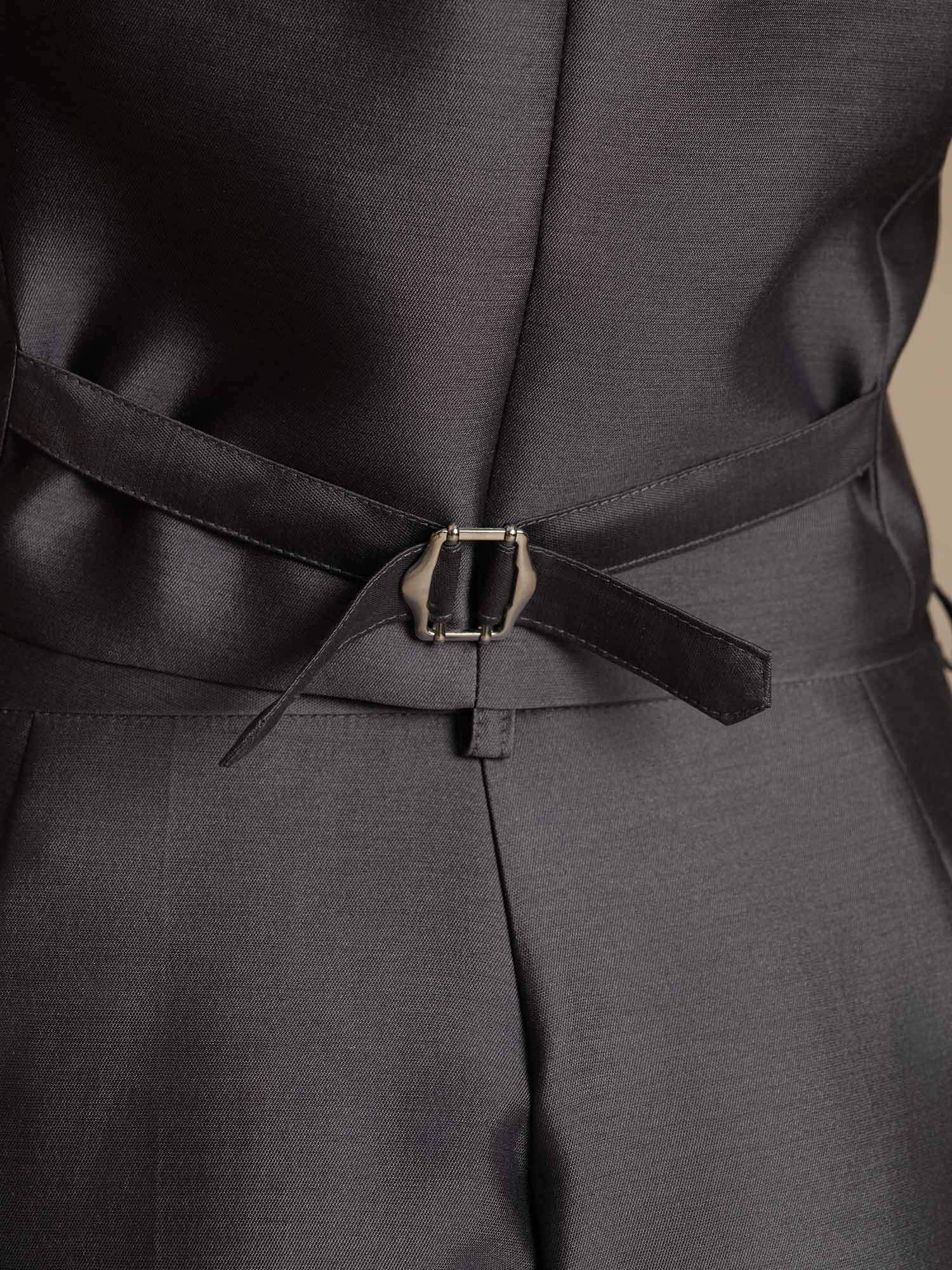 [Gris] SilkSilky-ES 32Momme Silk-Wool Blend Cuello en V Chaleco Mujer 005,