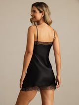[Negro] SilkSilky-ES Seda Pura Nightgown 002