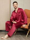 SilkSilky ES Seda Pura Manga larga Mens Pajamas Vino 003