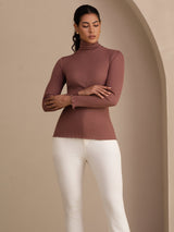 [Rosa Camfeo] SilkSilky-ES Long Sleeve Turtle Neck Camisetas de Mujer 005