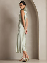[Verde Claro] SilkSilky-ES Sleeveless Halter Vestido 004