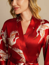[Rojo Oscuro] SilkSilky-ES 3/4 Sleeve Bata de mujer 004