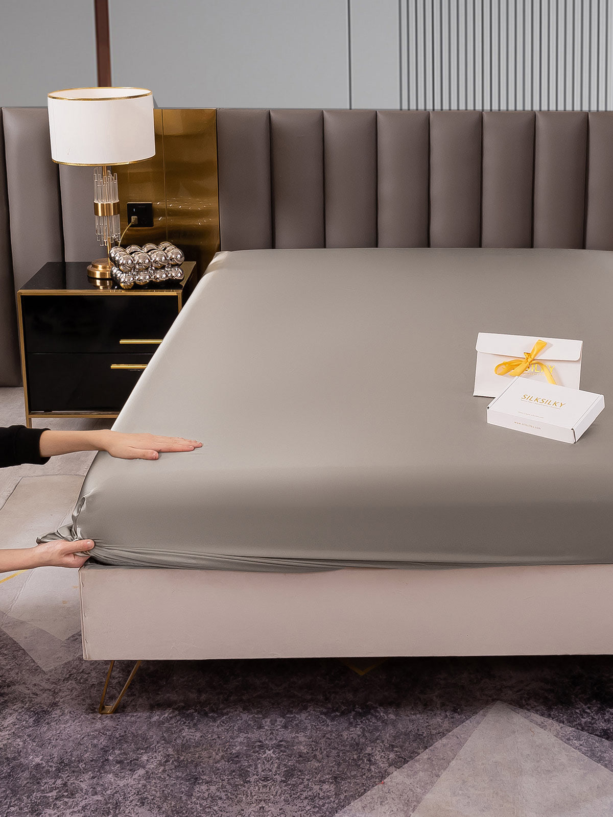 [Gris] SilkSilky-ES 22Momme Seda Pura Sheet 005