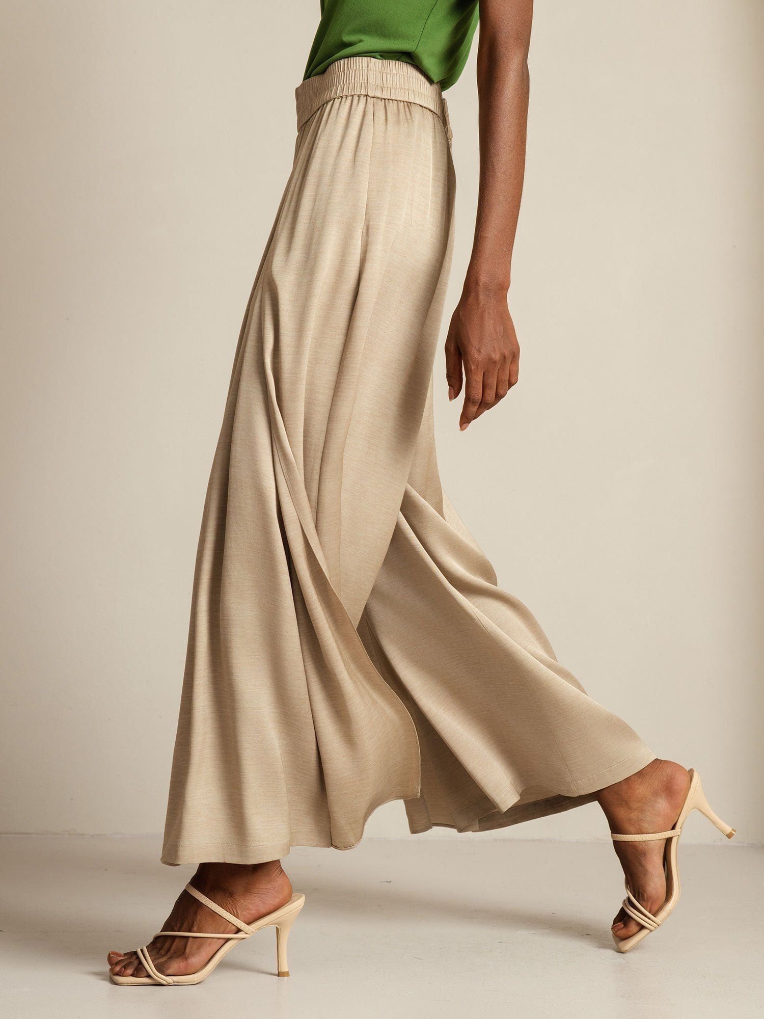 [Marrón Claro] SilkSilky-ES 19Momme Seda Womens Pants 006,