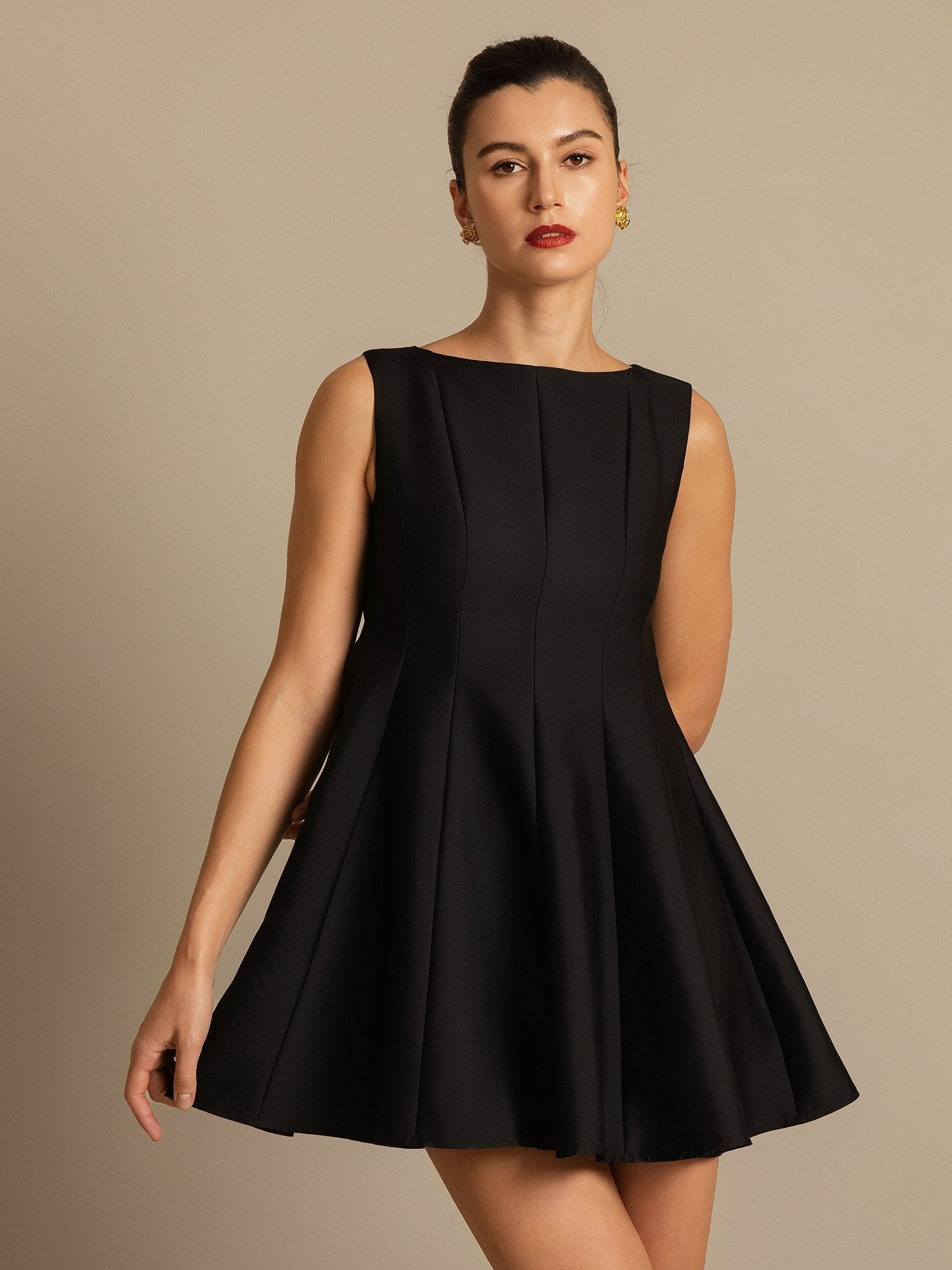 [Negro] SilkSilky-ES 32Momme Silk-Wool Blend Dress 008,