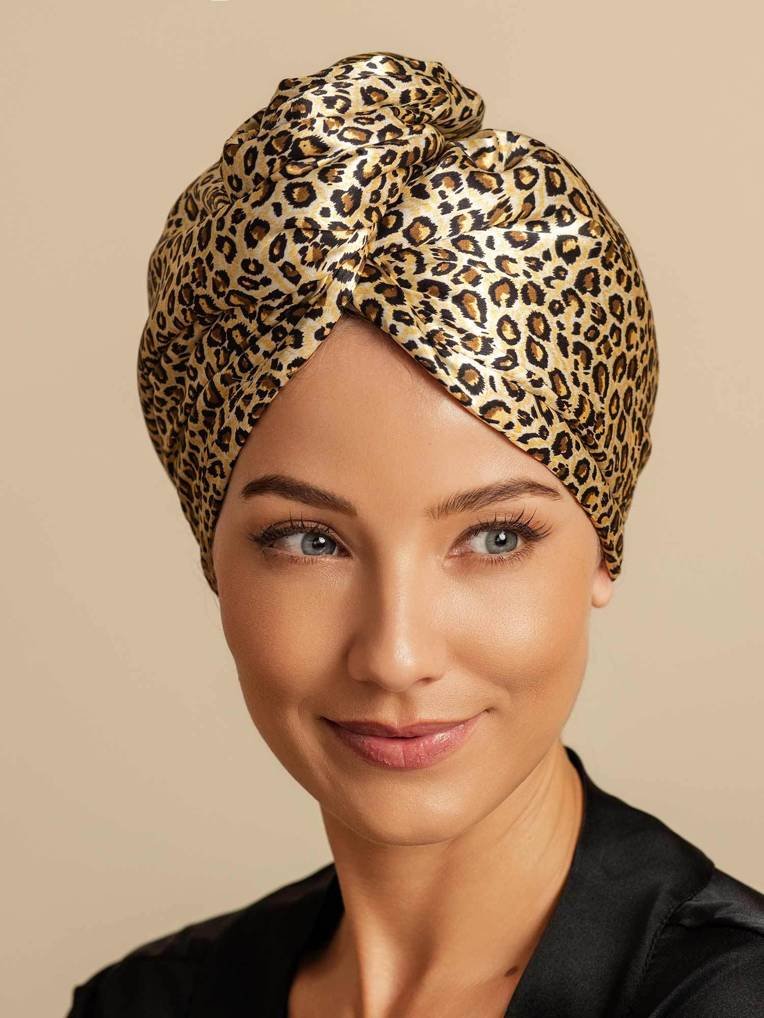 [Leopardo] SilkSilky-ES Seda Pura Hair Towel Wrap 001,