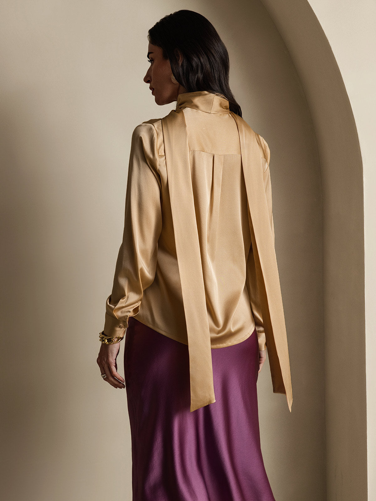 [Champán] SilkSilky-ES 19Momme Seda Womens Shirt 002