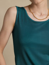 [Verde Oscuro] SilkSilky-ES Sin mangas Cuello Redondo Camisetas de Mujer 004