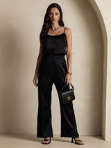 [Negro] SilkSilky-ES Spaghetti Strap Top de tirantes 008