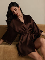 [Café] SilkSilky-ES 3/4 Sleeve Bata de mujer 009