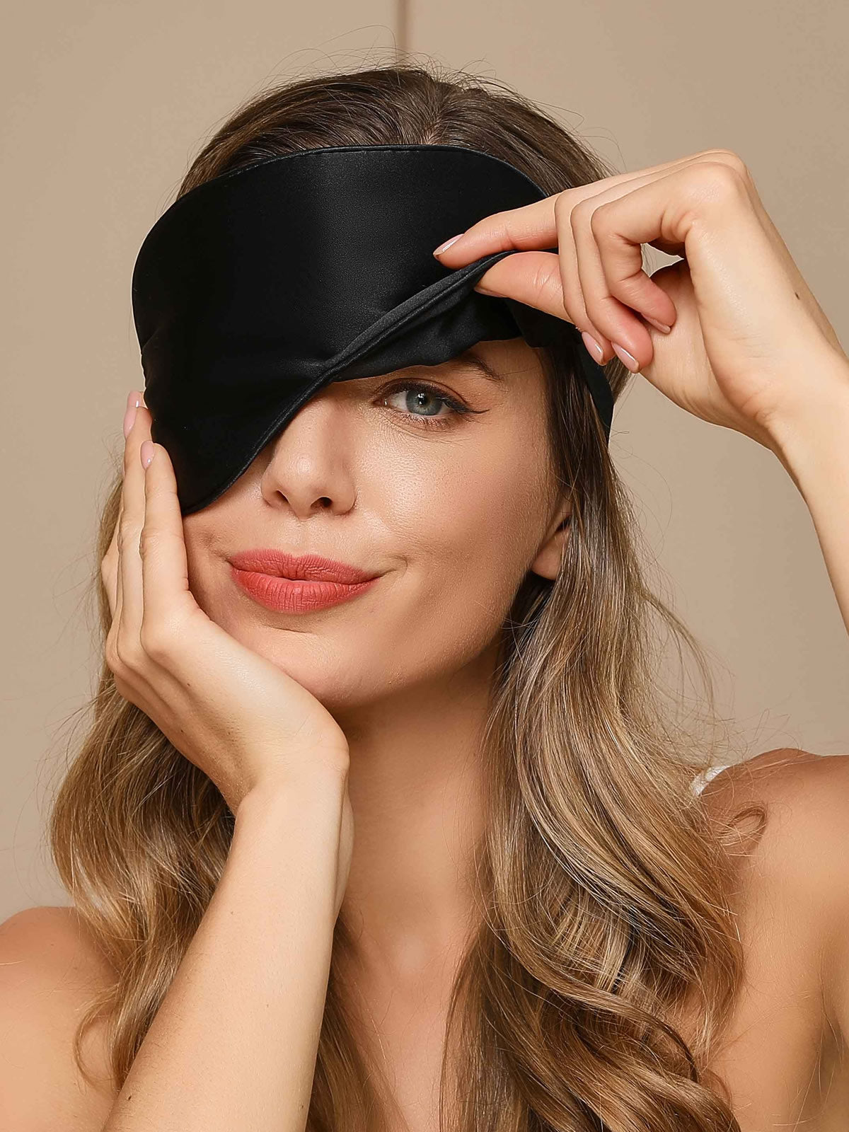 [Negro] SilkSilky-ES 19Momme Seda Pura Eye Mask 001