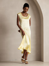 [Amarillo Claro] SilkSilky-ES Cap Sleeve Vestido 006