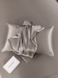 SilkSilky-ES 19Momme Seda Pura Pillowcase Gris 007