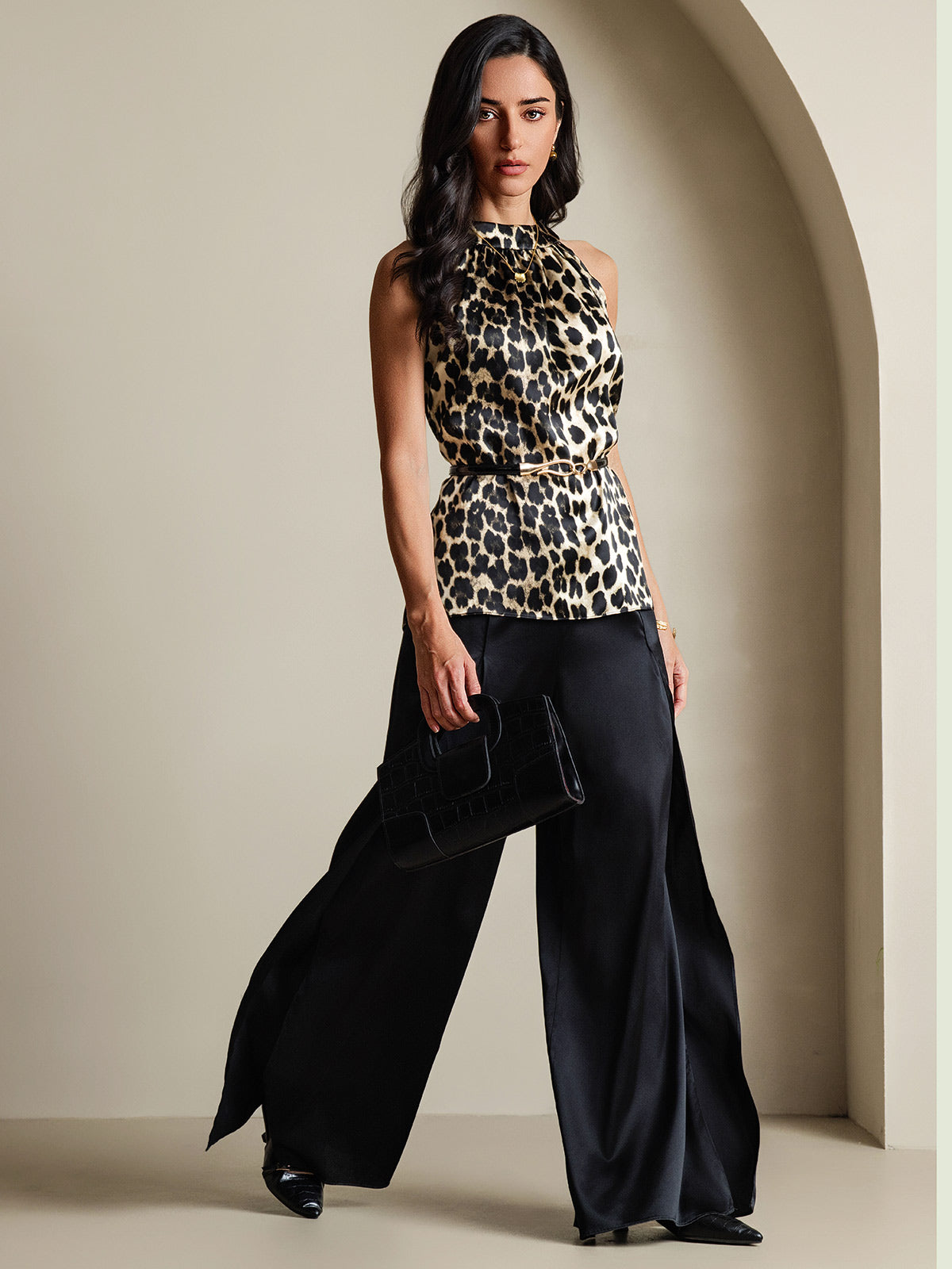 [Leopardo] SilkSilky-ES 19Momme Seda Womens T-Shirt 001