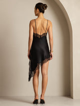 [Negro] SilkSilky-ES Seda Pura Dress 002