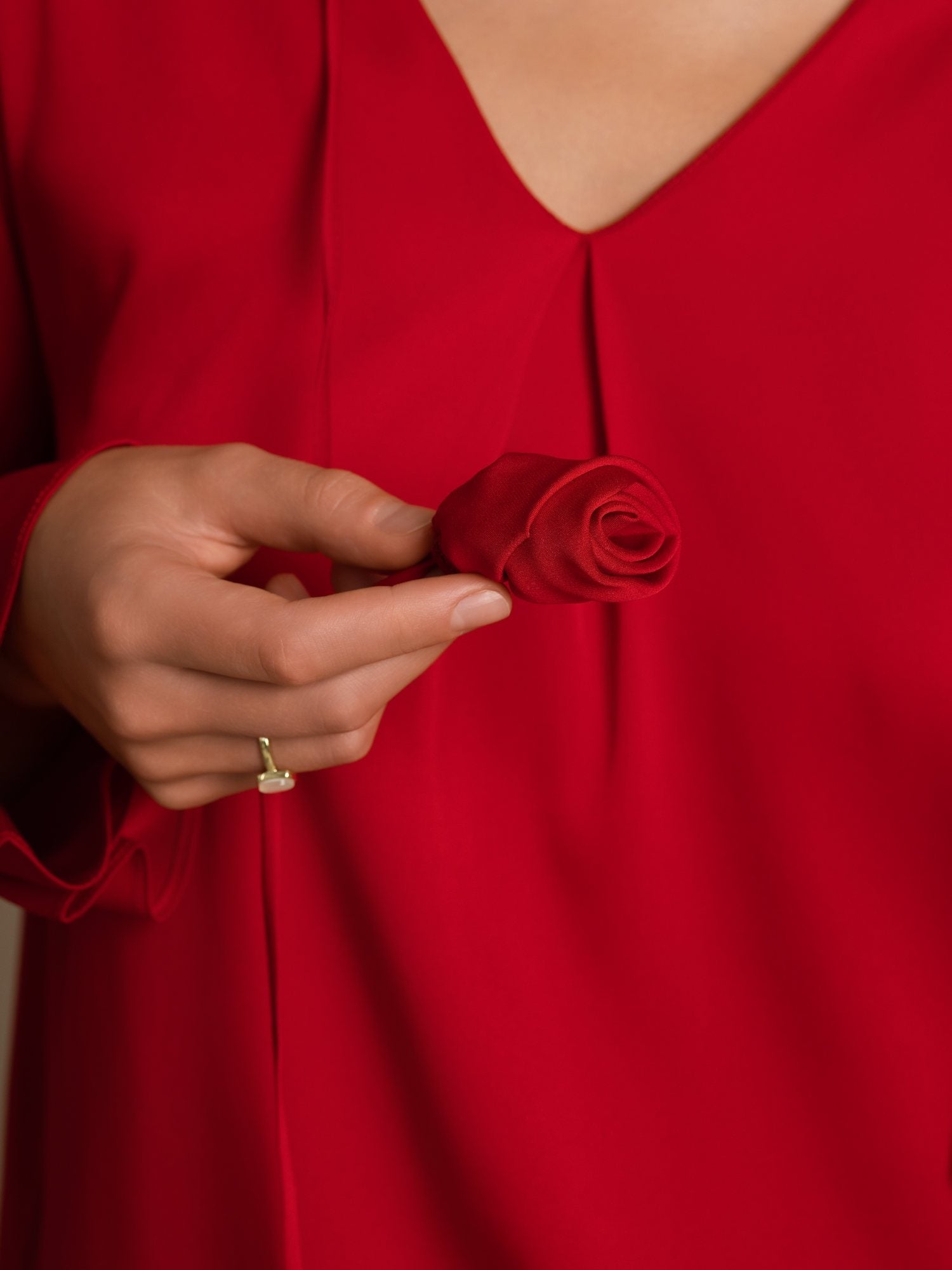 [Vino] SilkSilky-ES 19Momme Seda Manga larga Cuello en V Blusa 005