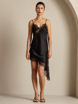 [Negro] SilkSilky-ES Seda Pura Dress 001