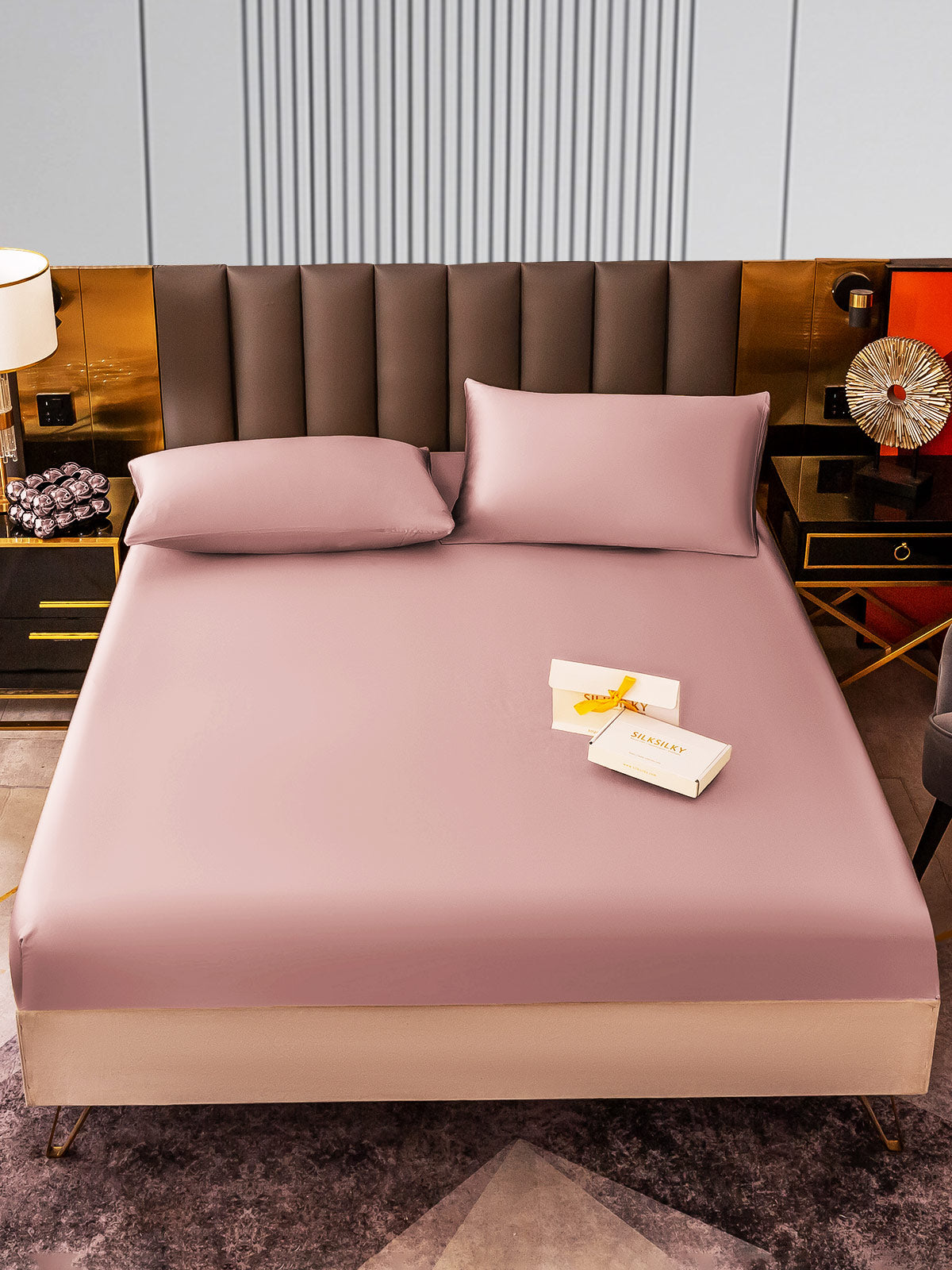 [Malva Pálido] SilkSilky-ES 22Momme Seda Pura Bedding Set 001