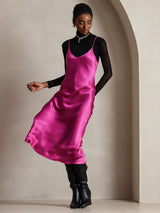 [Rosa Roja] SilkSilky-ES Spaghetti Strap V Neck Vestido 005