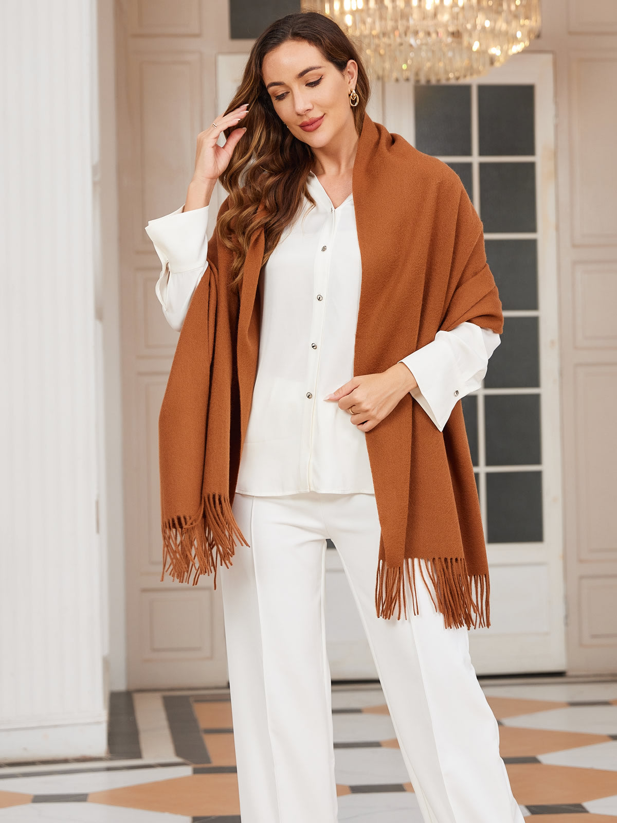 [Marrón] SilkSilky-ES Lana Scarf 002