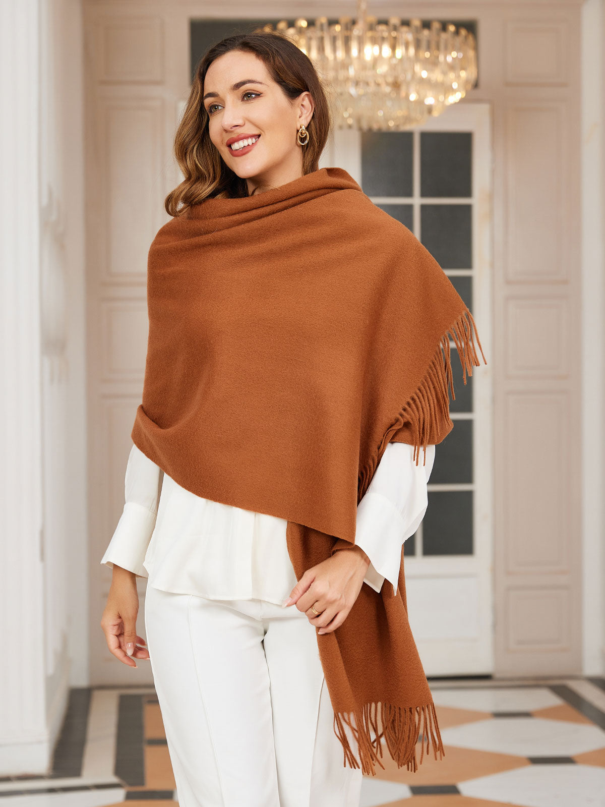 [Marrón] SilkSilky-ES Lana Scarf 001