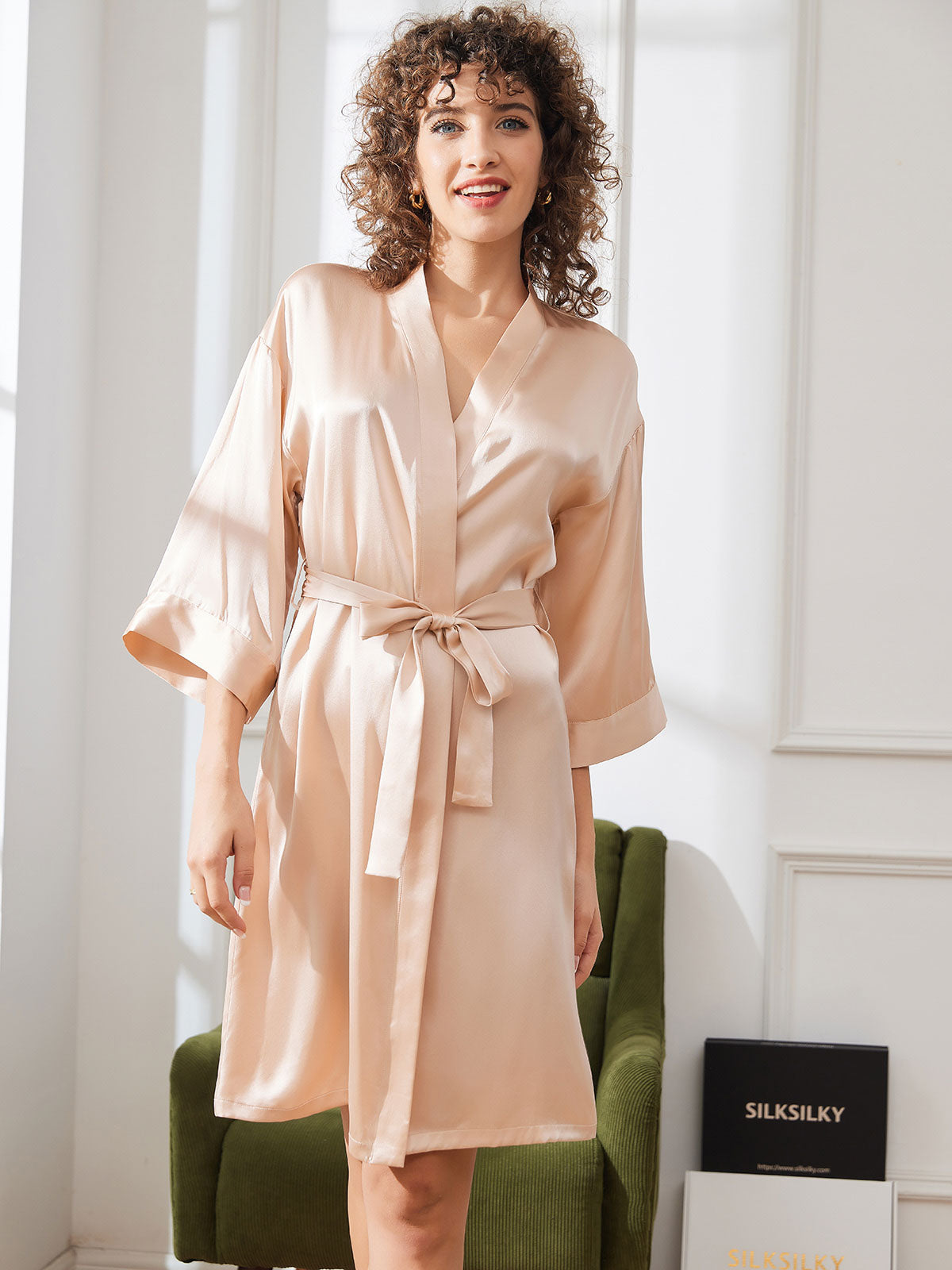 [Champán] SilkSilky-ES Seda Pura Womens Robe 003