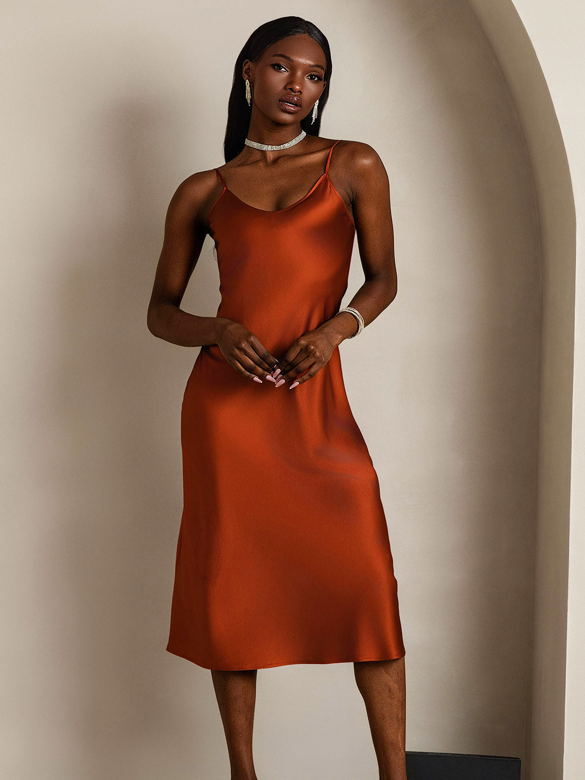 [Caramelo] SilkSilky-ES Seda Pura Dress 003